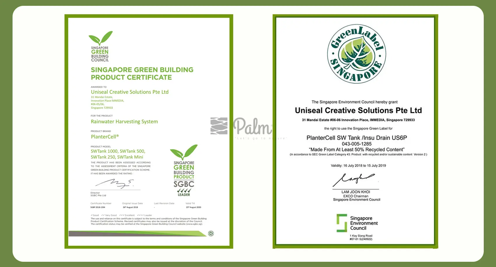 Chứng chỉ SGBC và GreenLabel của bể nước ngầm module